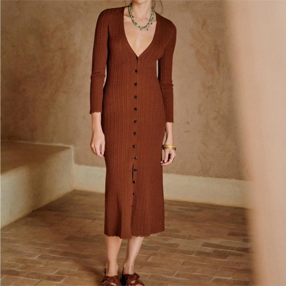 NEW SÉZANE CHARLIE NOISETTE DRESS - HAZELNUT - Picture 2 of 5